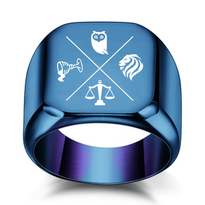 Anillo de Acero Inoxidable de 18 mm con Grabado Láser de Búho y León, para Copa de Vino, Joyería Masculina, Regalo - Product Image 5
