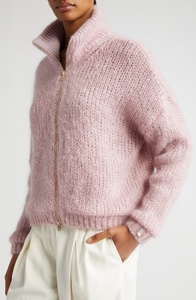 Abbigliamento invernale maglione lavorato a maglia personalizzata <span class=keywords><strong>Cardigan</strong></span> <span class=keywords><strong>donna</strong></span> <span class=keywords><strong>con</strong></span> <span class=keywords><strong>cerniera</strong></span> in Mohair - Product Image 2