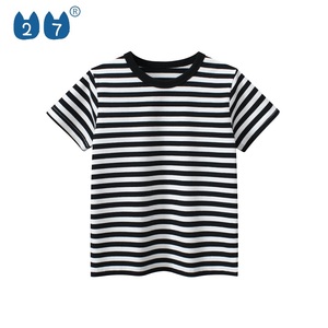 Moderno 1 ~ 10 años Verano Mangas cortas Niños <span class=keywords><strong>O</strong></span>-cuello Camisetas Rayas Tops Camisas - Product Image 2