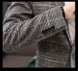 <span class=keywords><strong>Costume</strong></span> décontracté pour homme, coupe ajustée, à carreaux, printemps-automne, veste de <span class=keywords><strong>costume</strong></span> pour homme - Product Image 4