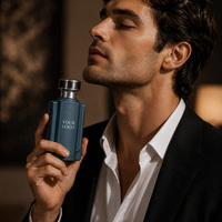 Parfum Oud de Luxe pour Homme, Marque Privée, Flacon Bleu Marine Mat, Bouchon Métallique Gris Anthracite, Élégant, Longue Durée, Coffret Cadeau