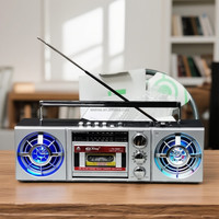 Lecteur de cassettes rétro PX-788BT avec haut-parleur Bluetooth, radio FM/AM/SW, lecteur MP3 USB/TF, lampe torche vintage portable et double haut-parleur
