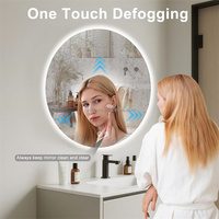 Miroir de salle de bain cosmétique LED intelligent Bluetooth, mural, encastré dans un cadre en verre, 3 températures de couleur, à intensité variable, rétroéclairé, étanche, anti-buée