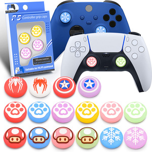 Ps5 <b>Controller</b> <b>Grip</b> Caps Silicone For Ps4 Ps5 Gamepad Paw Snowflake Spider Mushroom Design - Product Image 1
