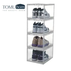 Under Bed Closet Sport Shoes Men Women Clear Transparent Sneaker Acrylic Boxes Shoe Storage Box Black