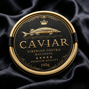 Custom Adhesive Label <b>LOGO</b> <b>Sticker</b> Gold Foil Waterproof Caviar Perse Jar Tin Lid Seal Hot Stamping Packaging Labels - Product Image 2