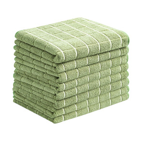 Essuie-tout de cuisine en coton à carreaux vert clair, doux, absorbant, séchage rapide, carré, pour le nettoyage - Product Image 1