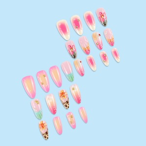 Suministros para <span class=keywords><strong>uñas</strong></span> Productos <span class=keywords><strong>de</strong></span> belleza Prensa <span class=keywords><strong>en</strong></span> las <span class=keywords><strong>uñas</strong></span> <span class=keywords><strong>Flores</strong></span> <span class=keywords><strong>de</strong></span> <span class=keywords><strong>colores</strong></span> franceses Onda 3D Shell Onda Playa <span class=keywords><strong>Uñas</strong></span> Usable 24 piezas Dedo - Product Image 4