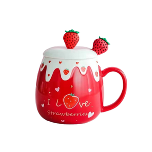 Cute Cartoon Ceramic Coffee Mug with Spoon High-Looking <b>Large</b> Capacity Water <b>Cup</b> Home Painted Stocked <b>for</b> Women - Product Image 1