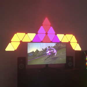 Banqcn Décoration de jeu pour maison intelligente, éclairage d'ambiance mural Rgb, lumières LED triangulaires, alimentation USB, commande par application et par la voix, éclairage nocturne - Product Image 5