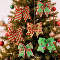 Ornement de Noël en tissu imprimé avec nœud, nœud à suspendre pour sapin de Noël, guirlande, accessoires décoratifs en ruban à faire soi-même