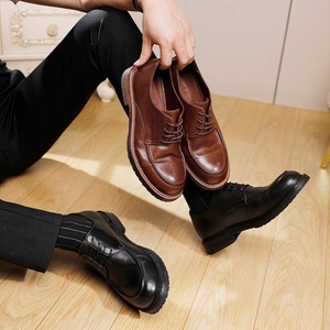 รองเท้าหนังอ็อกซ์ฟอร์ดผู้ชายแบบสั่งทำพิเศษ สไตล์คลาสสิก หนังวัวแท้ฟอกน้ำ หัวมน ใส่สบาย เหมาะสำหรับธุรกิจ เพิ่มความสูง - Product Image 5