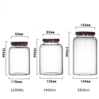 Grand pot en verre pour le stockage des aliments dans la cuisine, récipient en verre borosilicate fait à la main avec couvercle en acacia, hermétique, résistant à la chaleur