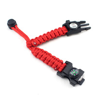 Bracelet de survie multifonctionnel de style militaire en paracorde, équipement de plein air avec boussole intégrée pour le camping en montagne