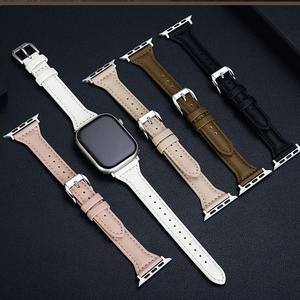 Bracelets de montre en cuir de luxe pour Apple Watch S11 10 46mm Ultra 49mm SE 44mm, bracelet souple avec boucle en acier inoxydable - Product Image 1