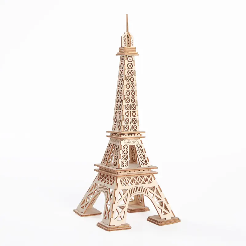 3D laser cutting assembly puzzles for Children and adults wood Eiffel Tower model famous architecture series puzzle toys