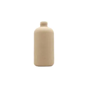 Eco friendly biodegradable container 250ml round shoulder bottle wheat straw recyclable bottles for shower gel shampoo