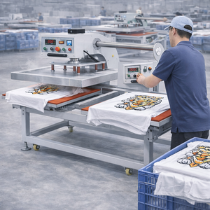 Industrial Commercial Double Station Pneumatic Heat Press Machine 40x60cm For Textile Garment DTF Production