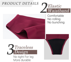 Tangas sin costuras, bragas menstruales deportivas de seda helada, ropa interior de 4 capas, bragas de período a prueba de fugas de flujo pesado para mujer, menstruación - Product Image 5