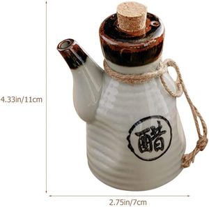 Distributeur de vinaigre d'huile <span class=keywords><strong>en</strong></span> céramique de style japonais Sauce soja Sirop Cruet Bouteille Condiment liquide Pots <span class=keywords><strong>en</strong></span> porcelaine avec <span class=keywords><strong>bouchon</strong></span> <span class=keywords><strong>en</strong></span> liège - Product Image 2