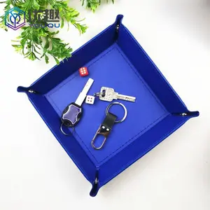 2023 Hot Sale Vegan Pu Leder Valet Tray Herren Catch all Tray Mit Messing Snaps Leder Trinket Tray Custom ized