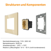 Touchmi 16A Enchufe de pared para el hogar Marco de vidrio Vidrio estándar de la UE + Material de PC Toma de corriente CE RoHS para certificado para el hogar/Hotel