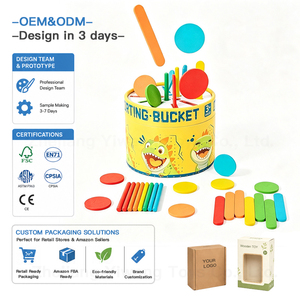 Seau de tri des couleurs en bois <span class=keywords><strong>Montessori</strong></span> pour développer la motricité fine et la sensibilité des tout-petits et des enfants – Jeu éducatif OEM personnalisé en gros - Product Image 1