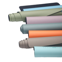 Hochdichte PU-Leder Yogamatte 5mm Extra Polsterung Rutschfest Ungiftig mit Trageriemen für Reisen