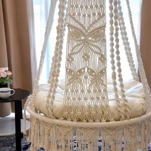 Chaise de balançoire ronde luxueuse à motif papillon tissé à la main de conception moderne avec un <span class=keywords><strong>coussin</strong></span> large et doux - Product Image 5