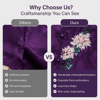 Nouvelle Blouse Chinoise en Satin Lourd Xiangyunsha avec Broderie Florale Française Faite à la Main et Boutons – Haut Rétro Élégant pour Femme