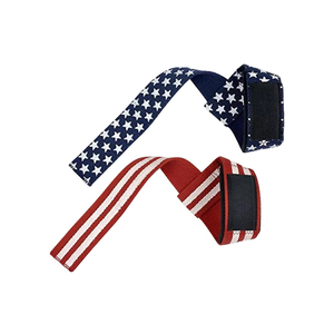 Sangles de soutien pour poignets avec drapeau américain, fermeture réglable à boucle auto-agrippante, antidérapantes, pour musculation, unisexe, en polyester, entraînement de force - Product Image 3