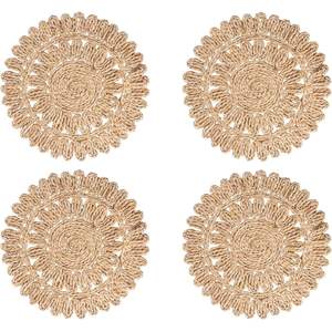 เสื่อหวายทรงกลม4แพ็กแบบชนบทสำหรับใช้ในฟาร์มฟาร์มธรรมชาติแผ่นปูผึ่งข้าวโพดทำด้วยมือทำความสะอาดให้แห้งเท่านั้น - Product Image 1