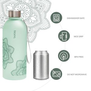 Botella de agua Tritan verde de 32oz con marcadores de tiempo Método de bebida directa para jugo-Vasos de plástico - Product Image 1