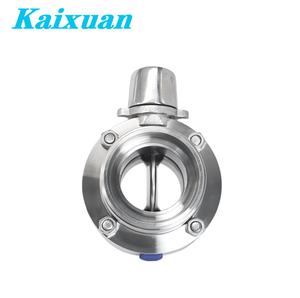 Vanne papillon manuelle sanitaire en acier inoxydable, conception bec <span class=keywords><strong>de</strong></span> canard, vanne papillon manuelle sanitaire en acier inoxydable à serrage trèfle - Product Image 3