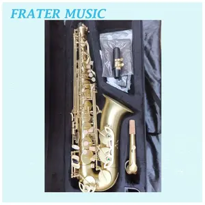 Eb Alto Sax Kuas Saksofon Alto Permukaan Pernis Emas Berkualitas Baik dengan Tombol Saksofon F Tinggi (JAS-102)