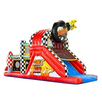 Parcours d'obstacles aquatiques gonflable sur le thème des bandes dessinées, 30 pieds, château gonflable en PVC durable avec toboggan pour les fêtes aquatiques et les jeux d'eau pour enfants