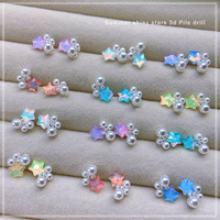 Nouveaux ornements en strass pour nail art, collection étoile superposée, série de couleurs pastel printemps/été, combinaison de perles à cinq branches, effet flash, frais et tendance