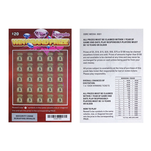 Billets de loterie à gratter instantanés de haute qualité multiples chances de gagner l'impression de jeux de loterie de cartes à gratter - Product Image 5