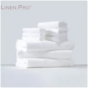 Wholesale Five Star Hotel Towel 100% Cotton White Personalized Logo Bath Towel Set