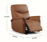 Fauteuil inclinable électrique de luxe en cuir véritable marron, prêt à être expédié, prix d'usine