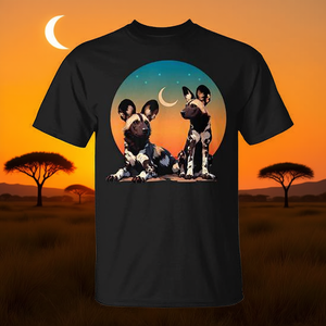 Camiseta con estampado de perros salvajes africanos, puesta de sol y luna, para amantes de la vida silvestre - Product Image 3