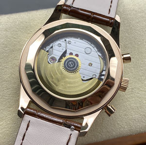 Reloj mecánico clásico redondo para hombre, estilo empresarial con correa de cuero genuino - Product Image 6