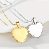 Collier Cœur à Bordure Festonnée Personnalisé en Acier Inoxydable 316L Plaqué Or PVD 18K, Gravé au Laser, Étanche, Inoxydable, Bijoux Vides pour Femme