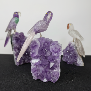 Amrthyst brut naturel avec oiseaux, pièce d'art artisanale pour la guérison et la méditation, pour la maison et le bureau - Product Image 2