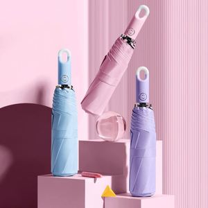 Automatic Locking <b>Umbrella</b> Creative Ring Buckle Simple Black Glue Sunscreen Sun and Rain Dual-use Three-fold <b>Umbrella</b> - Product Image 2