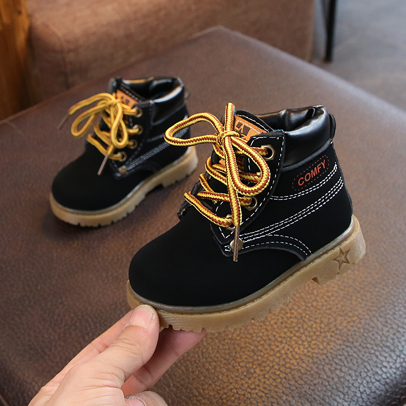 Черные Детские Ботинки Martin; Верх из микрофибры; Оксфорды; Подошва; Сезон весна-осень; Ботинки для мальчиков и девочек