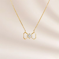 Collana con Pendente in Oro 18K e Diamante Coltivato in Laboratorio, da Donna, Minimalista, con Fiocco Vuoto, Taglio Princess, Catena alla Moda, Gioielli Raffinati, Collane Delicate