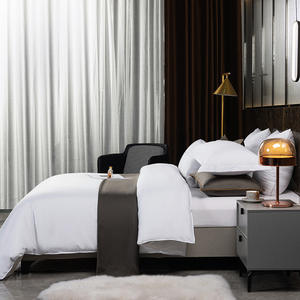 Draps plats, housses de couette et taies d'oreiller <span class=keywords><strong>en</strong></span> coton polyester blanc pur, ensemble de literie de luxe <span class=keywords><strong>pour</strong></span> hôtel - Product Image 1