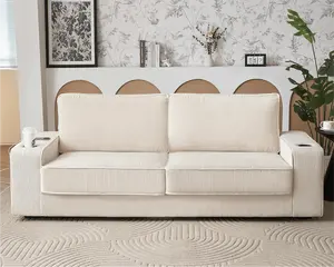 SANS Sofa Modern e-commerce internasional, Sofa Modern dengan port pengisian daya USB & pemegang cangkir, kursi dalam, Sofa nyaman untuk ruang keluarga