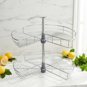 Panier rotatif universel double <span class=keywords><strong>couche</strong></span> en métal pour coin de cuisine, organisateur de rangement d'angle magique pratique et pratique - Product Image 1